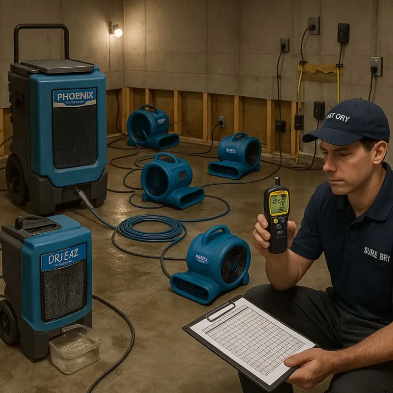 Structural Drying and Dehumidification process in Ashton-Sandy Spring, MD